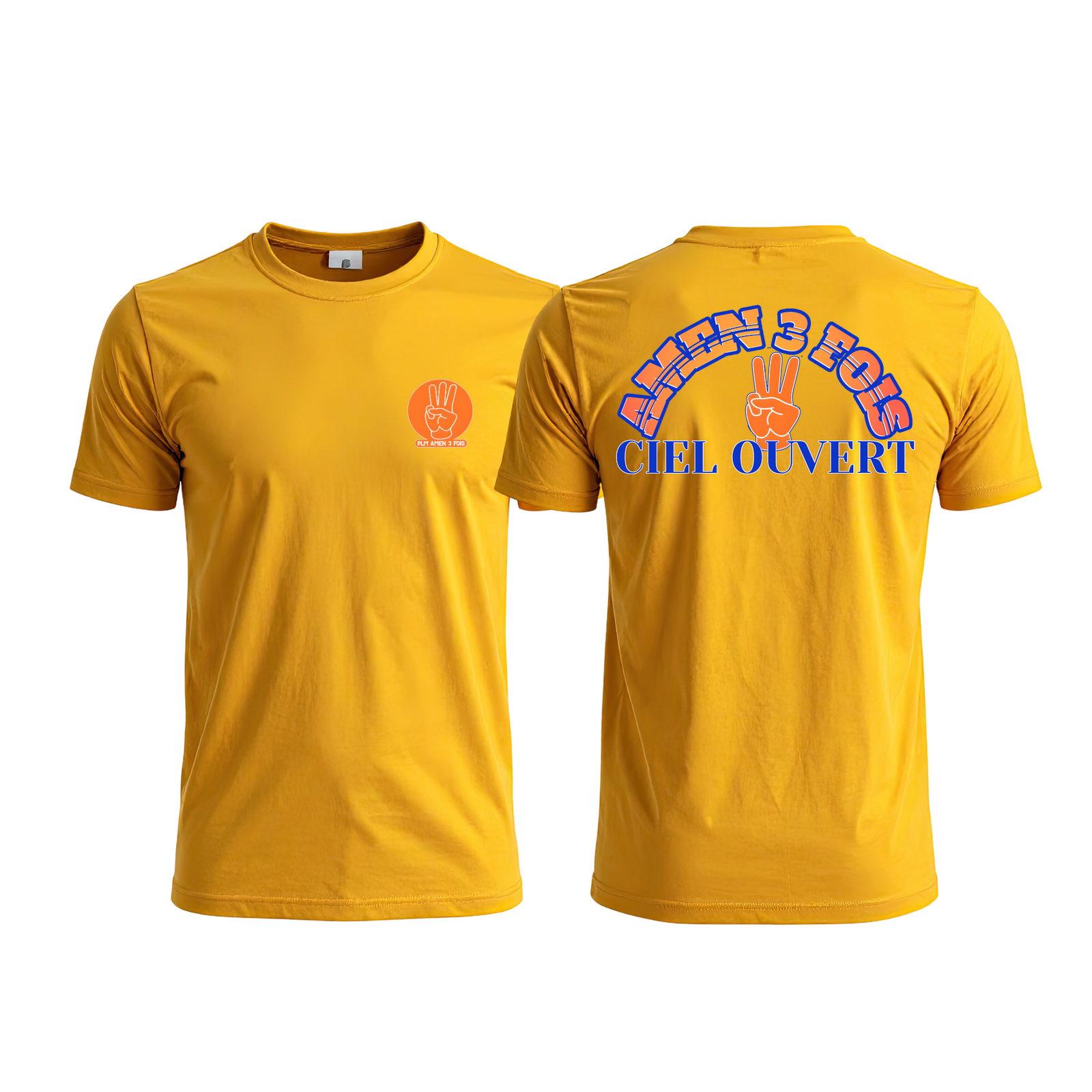 Amen 3 Fois Heavy Cotton T-Shirt – Ciel Ouvert Arc Design (3 Digit Logo)